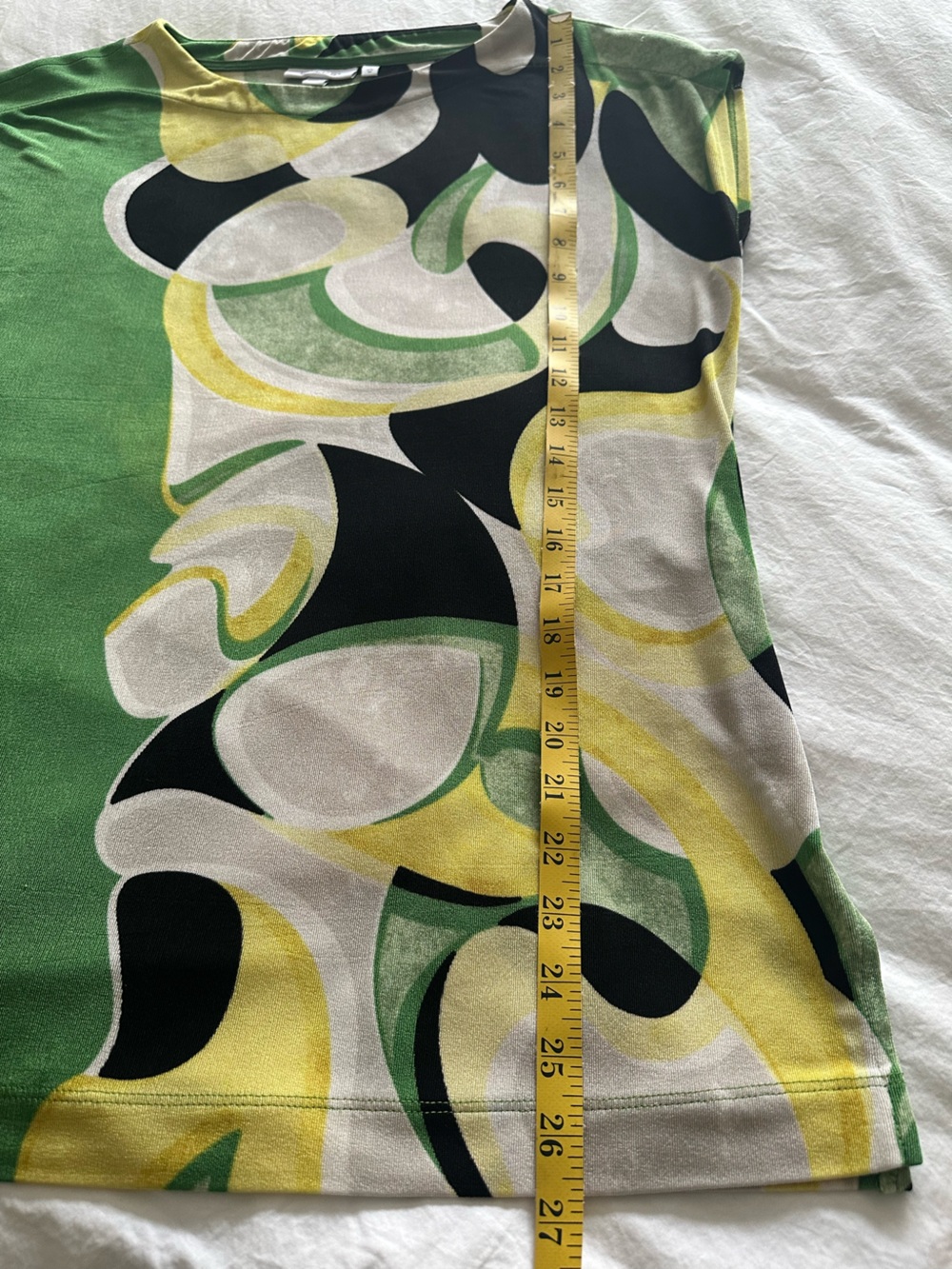 Chico’s Green Abstract Print Short Sleeve Top, size medium (1) - Picture 8 of 10